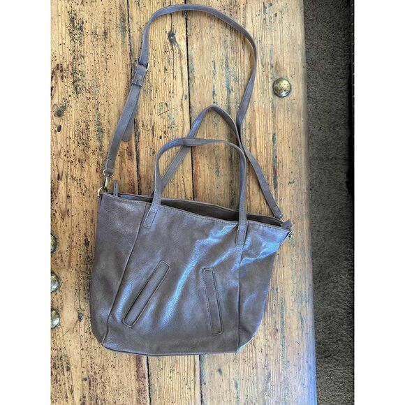 Antik Kraft Taupe Faux Leather Tote Bag With Adjustable Strap Purse Crossbody - Picture 1 of 7